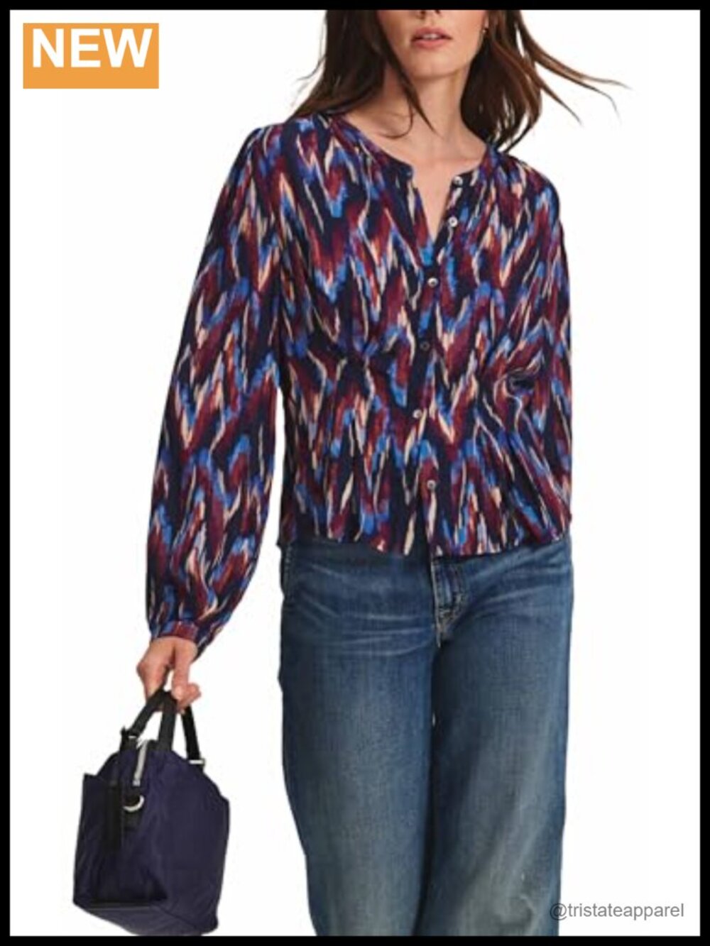 Estella Mojave Print Long Sleeve Blouse 100% Viscose